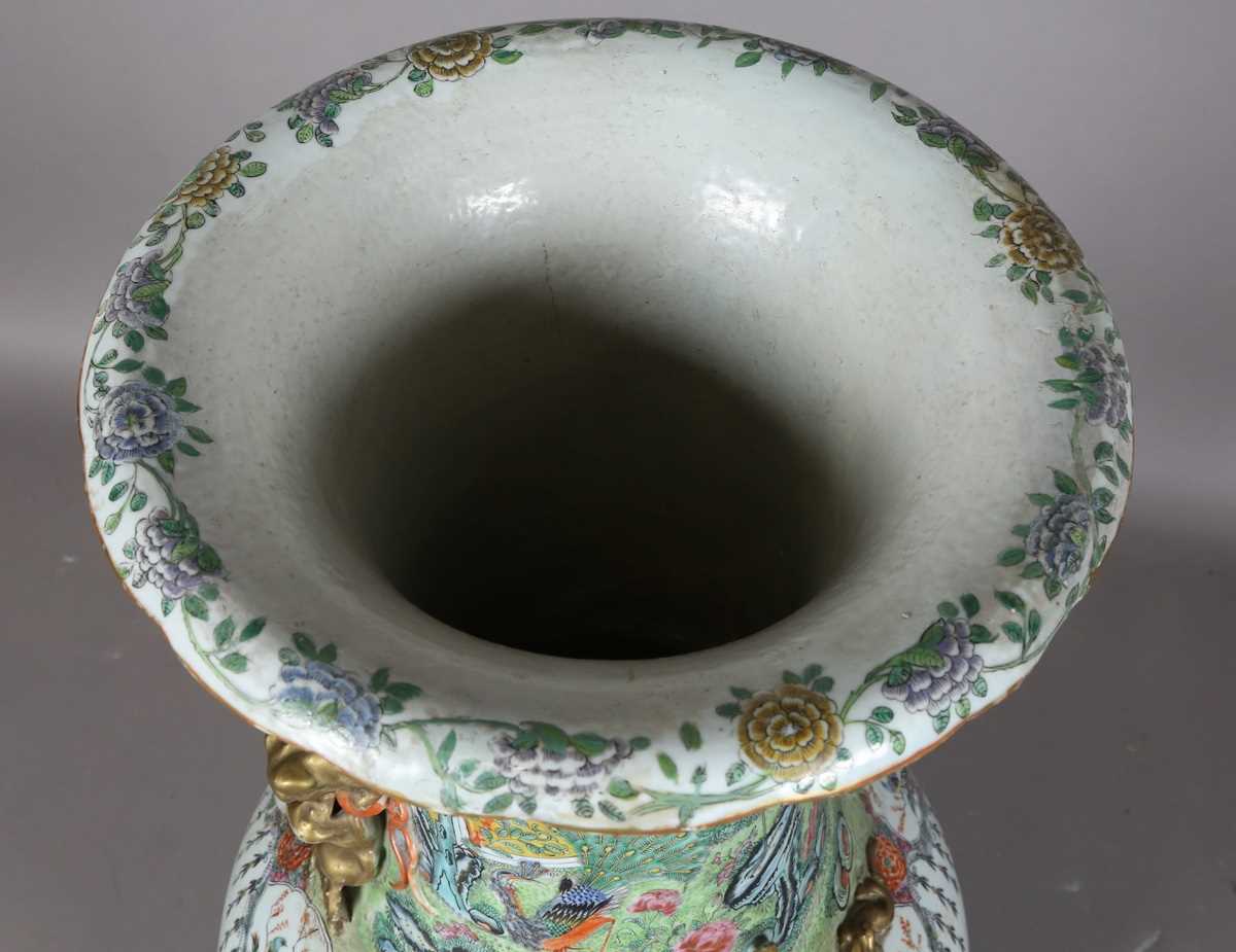 A large Chinese Canton famille rose porcelain vase, mid to late 19th century, the swollen - Image 22 of 47