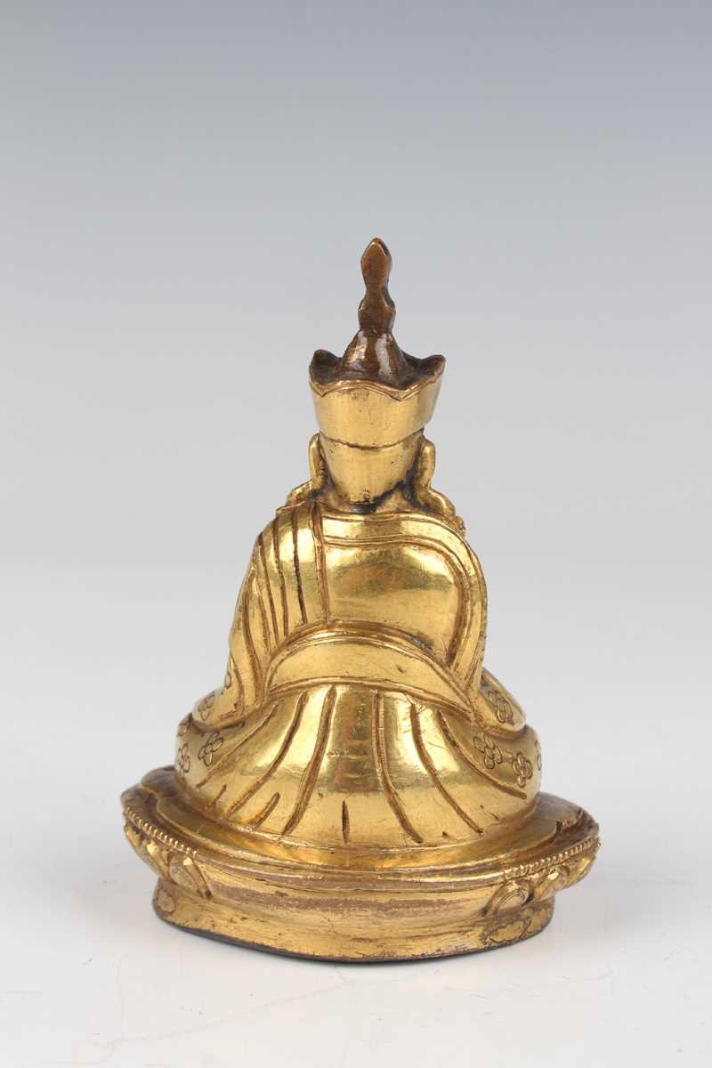 A Tibetan white metal mounted copper gau (portable shrine), late 19th century, the copper box of - Image 8 of 28