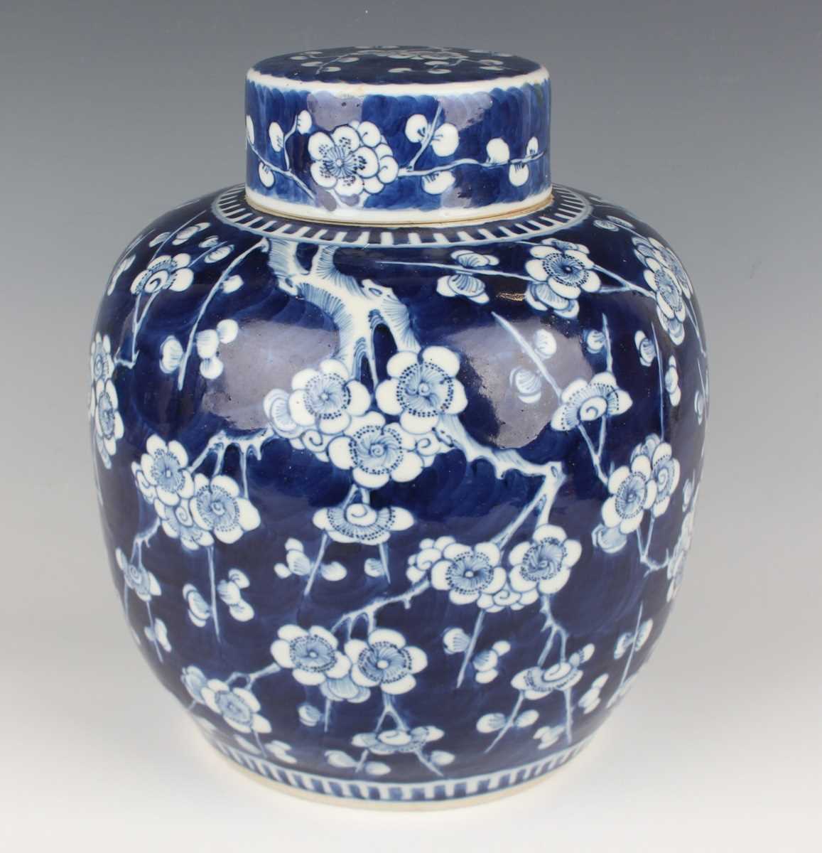 A Chinese blue and white porcelain ginger jar and cover, late 19th century, of stout ovoid form, - Image 4 of 10