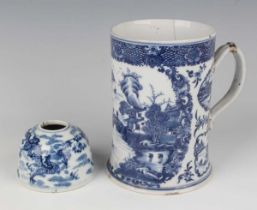 A Chinese blue and white porcelain beehive water coupe, mark of Xuande but late 19th century,