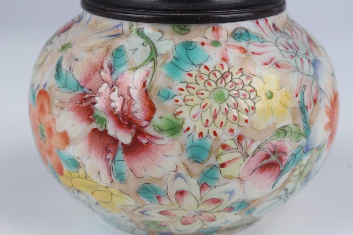 A Chinese famille rose millefleurs porcelain pot, mark of Guangxu but Republic period, of squat - Image 10 of 29