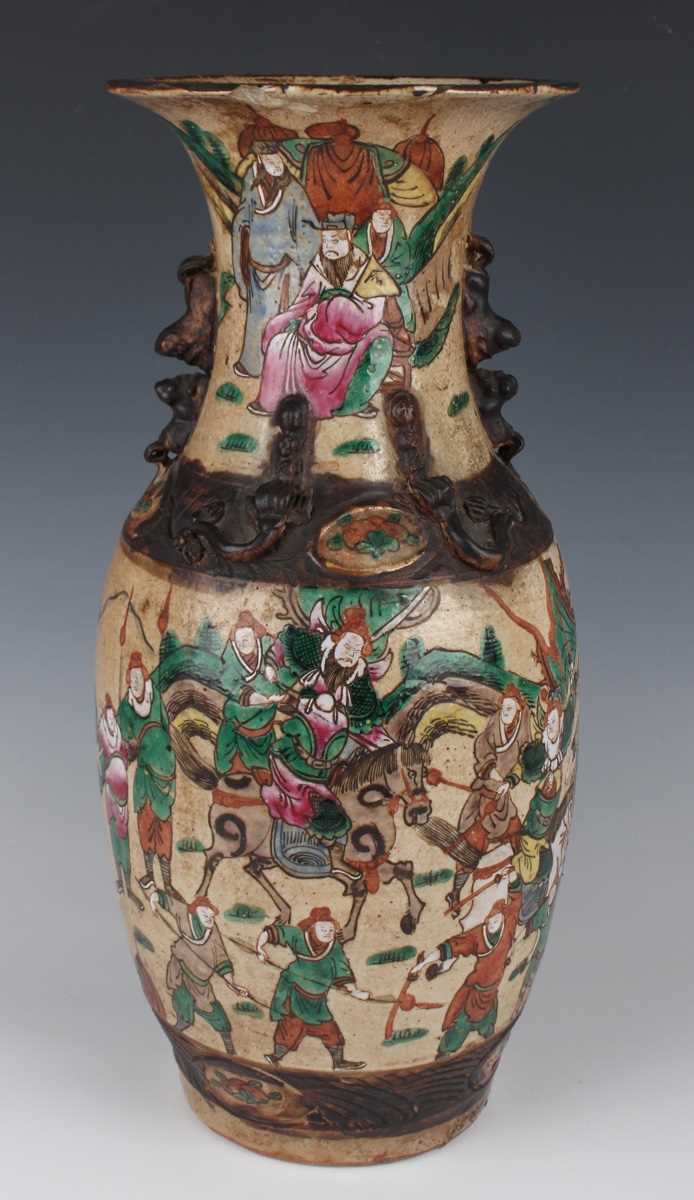 A Chinese crackle glazed porcelain vase, early 20th century, the ovoid body and flared neck - Image 2 of 19