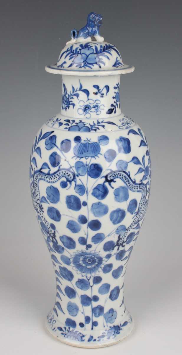 A group of six Chinese blue and white porcelain vases and covers, late 19th century, each of - Image 29 of 75