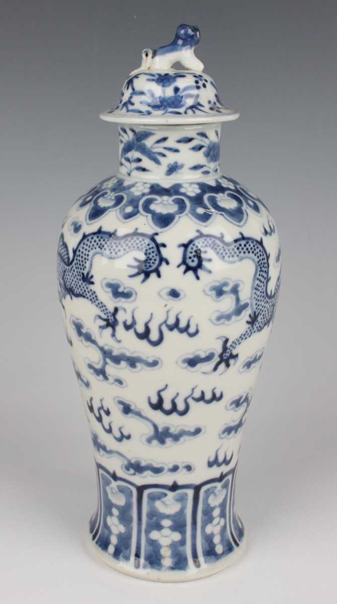 A group of six Chinese blue and white porcelain vases and covers, late 19th century, each of - Image 49 of 75