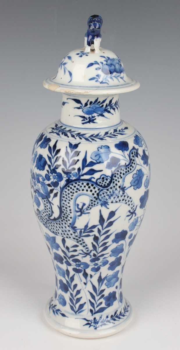 A group of six Chinese blue and white porcelain vases and covers, late 19th century, each of - Image 59 of 75