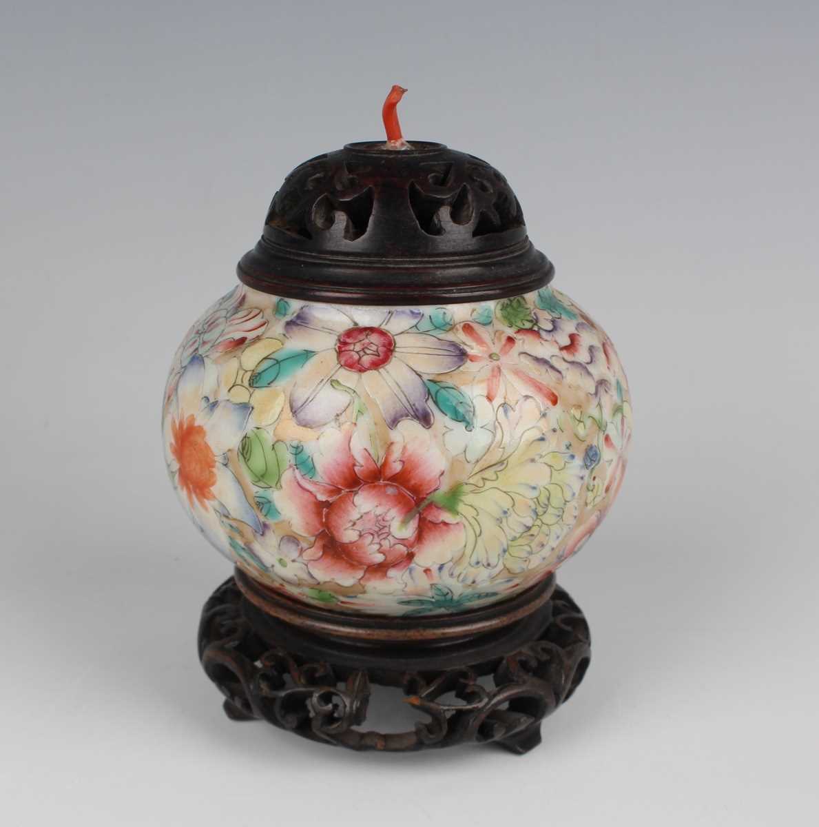 A Chinese famille rose millefleurs porcelain pot, mark of Guangxu but Republic period, of squat - Image 2 of 29