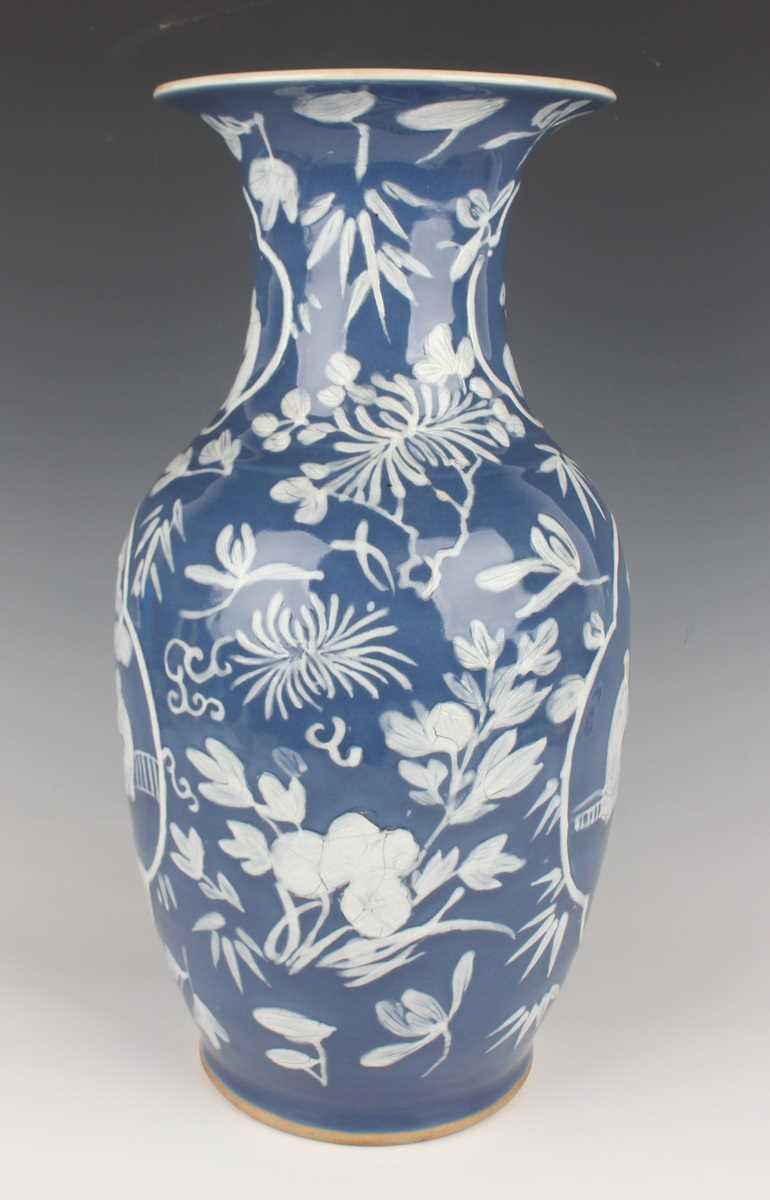A Chinese white enamelled and blue glazed porcelain vase, late 19th century, of shouldered - Image 2 of 22