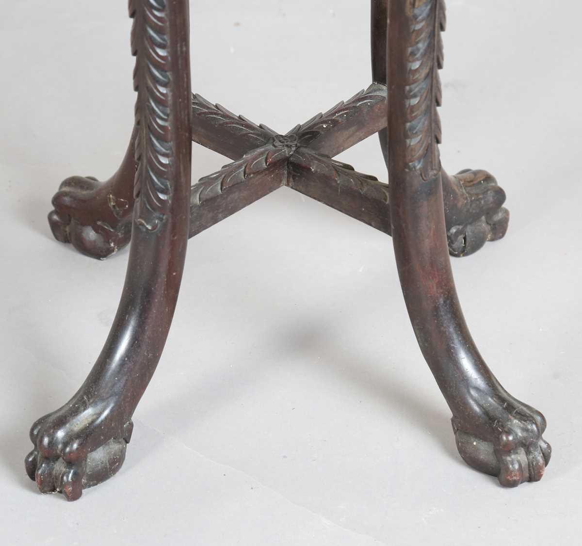 A Chinese hardwood jardinière stand, late 19th century, the circular top inset with a rouge marble - Image 11 of 17