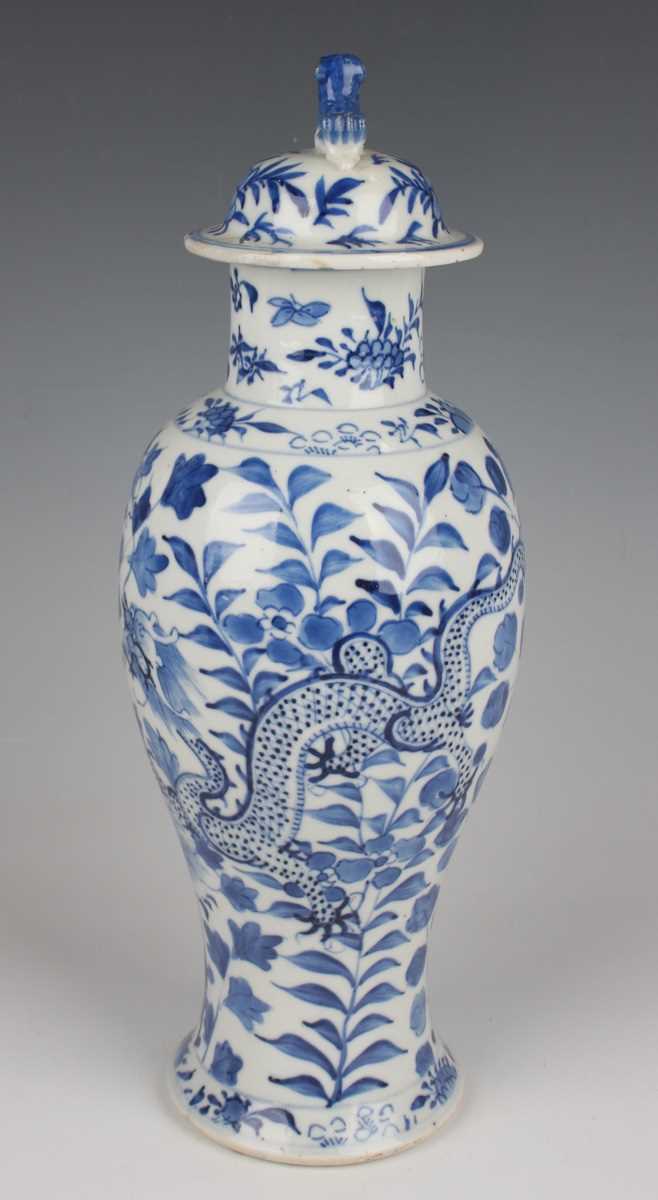 A group of six Chinese blue and white porcelain vases and covers, late 19th century, each of - Image 28 of 75