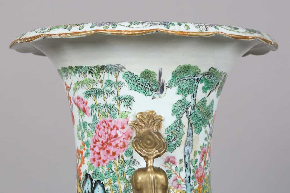 A large Chinese Canton famille rose porcelain vase, mid to late 19th century, the swollen - Image 29 of 47