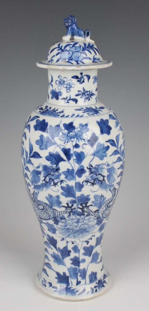 A group of six Chinese blue and white porcelain vases and covers, late 19th century, each of - Image 27 of 75