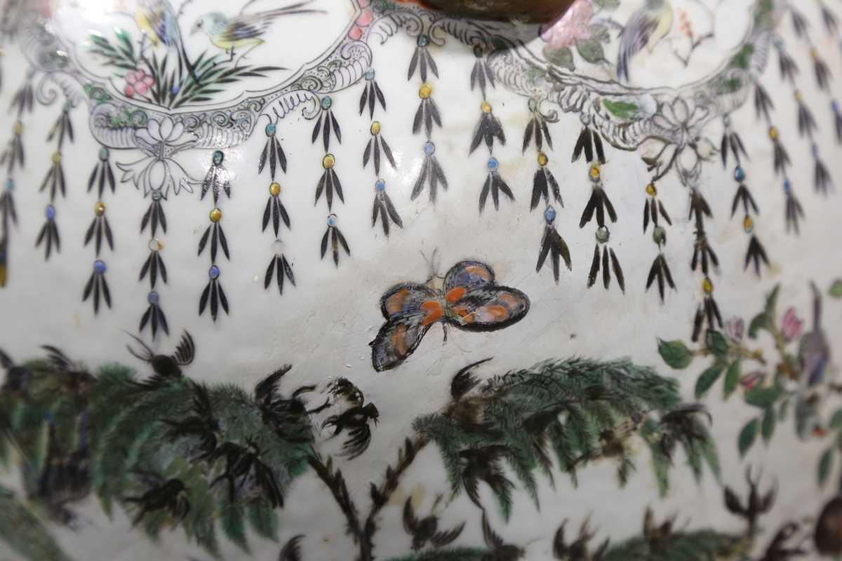 A large Chinese Canton famille rose porcelain vase, mid to late 19th century, the swollen - Image 44 of 47