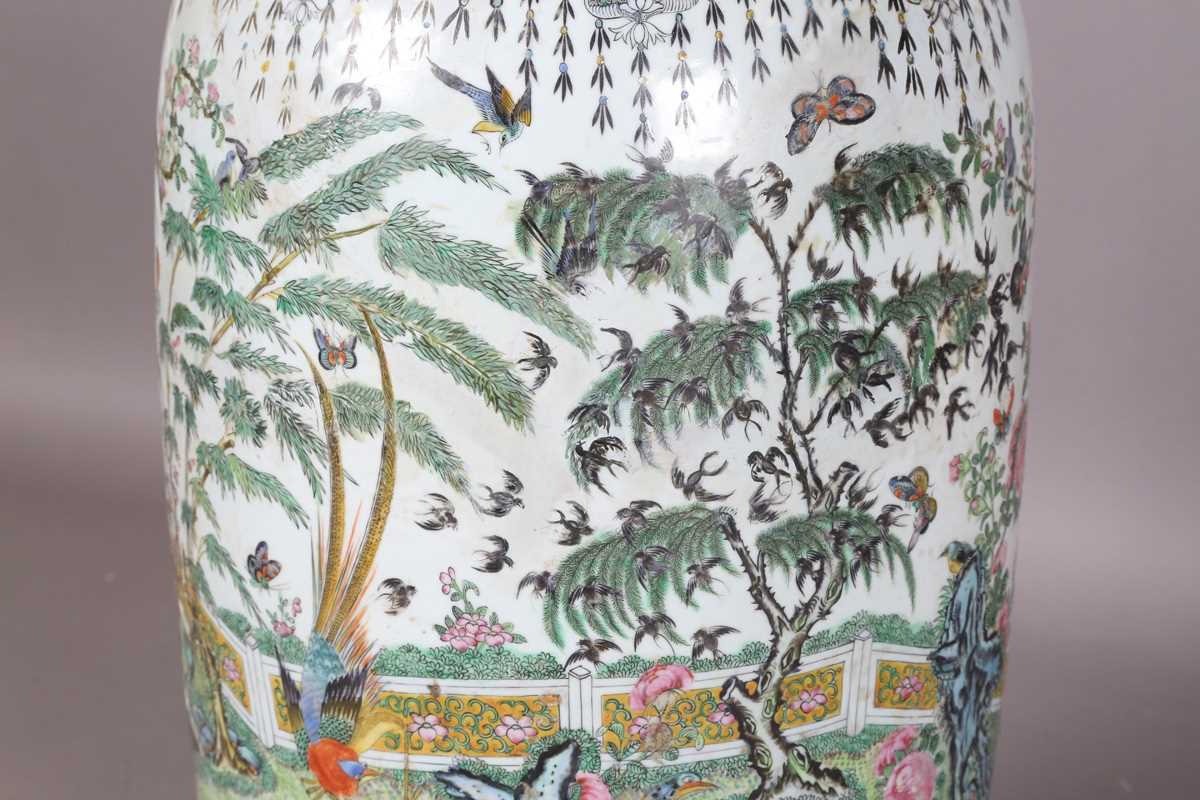 A large Chinese Canton famille rose porcelain vase, mid to late 19th century, the swollen - Image 26 of 47