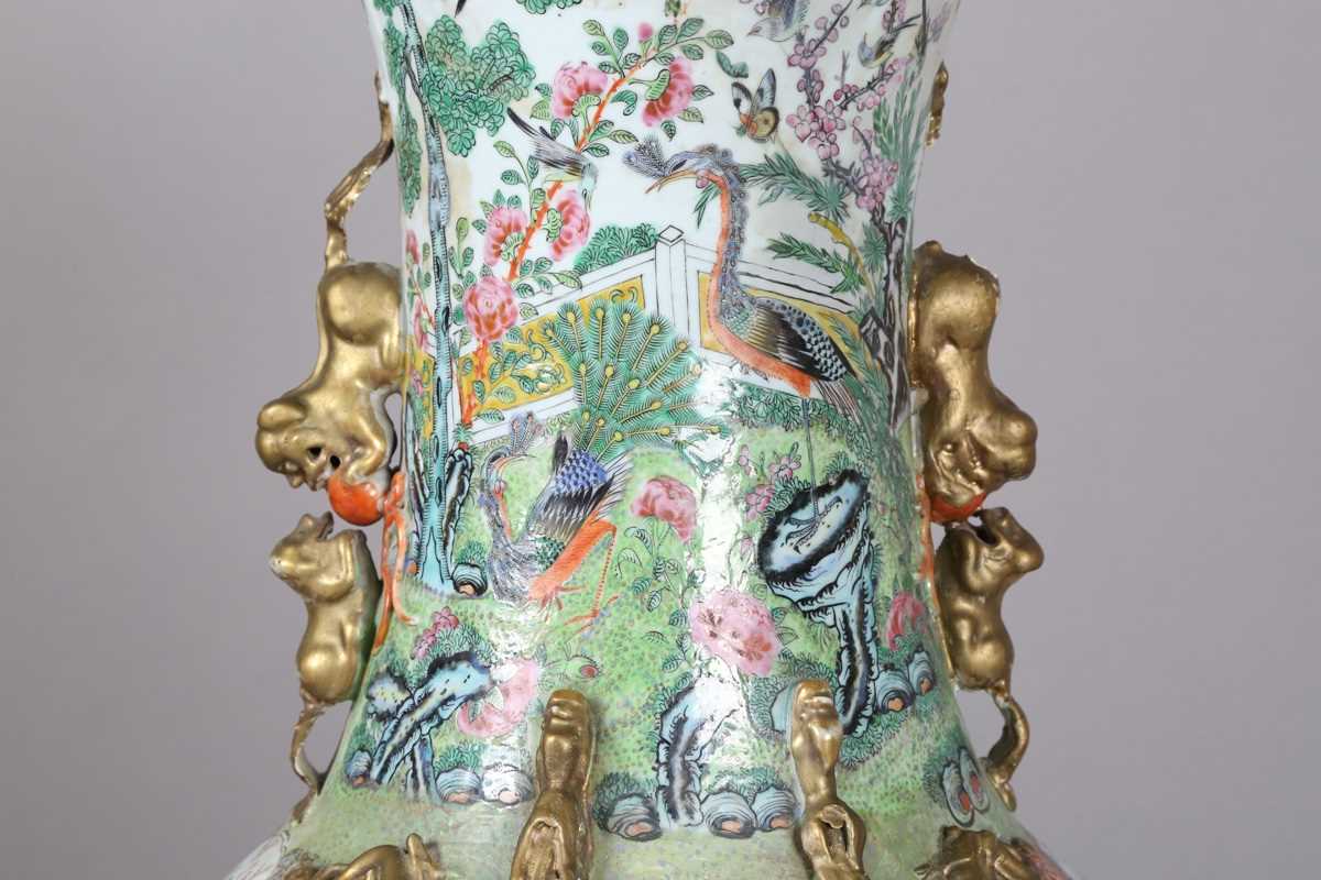 A large Chinese Canton famille rose porcelain vase, mid to late 19th century, the swollen - Image 24 of 47