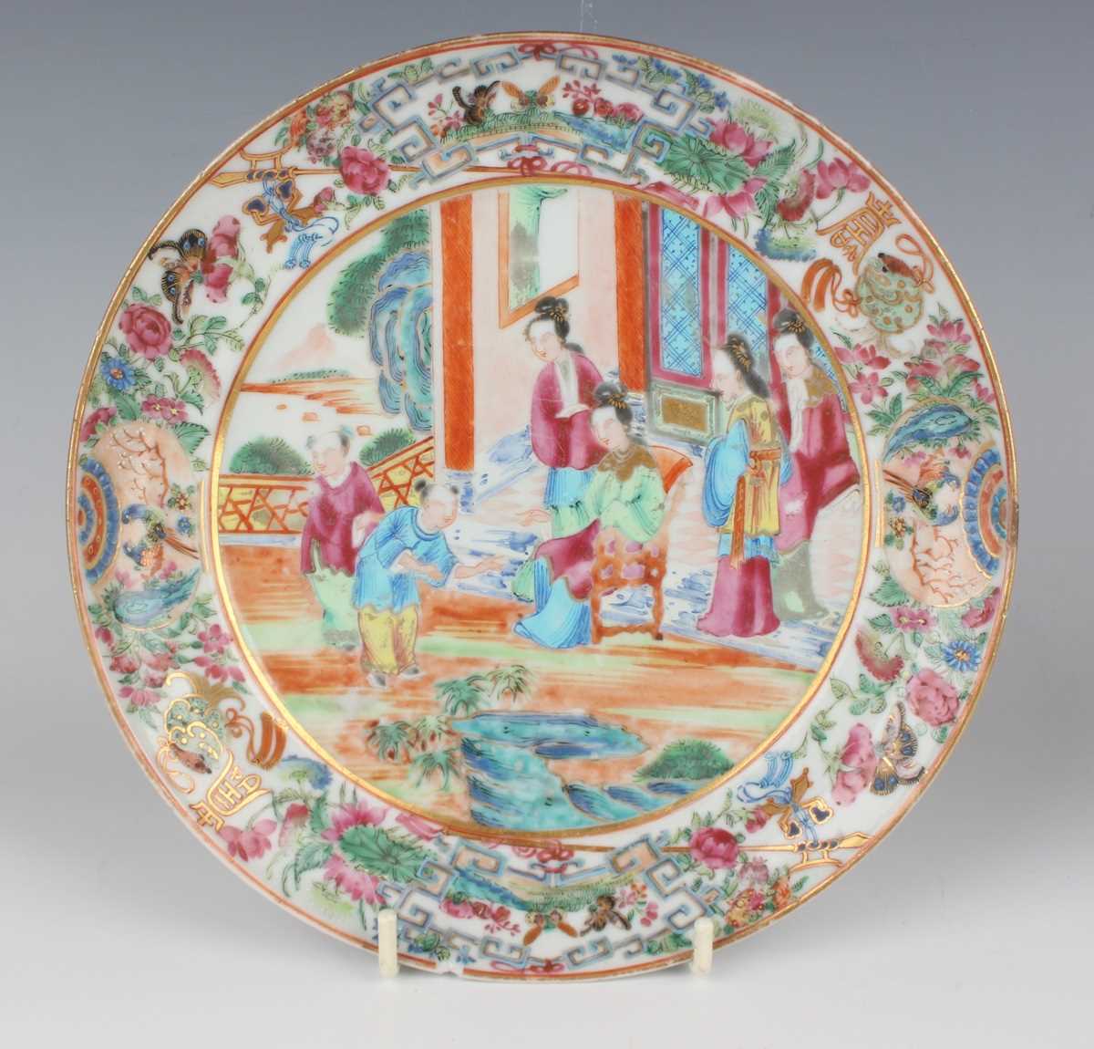 Two Chinese Canton famille rose porcelain side plates, mid-19th century, each painted with a central - Image 2 of 18