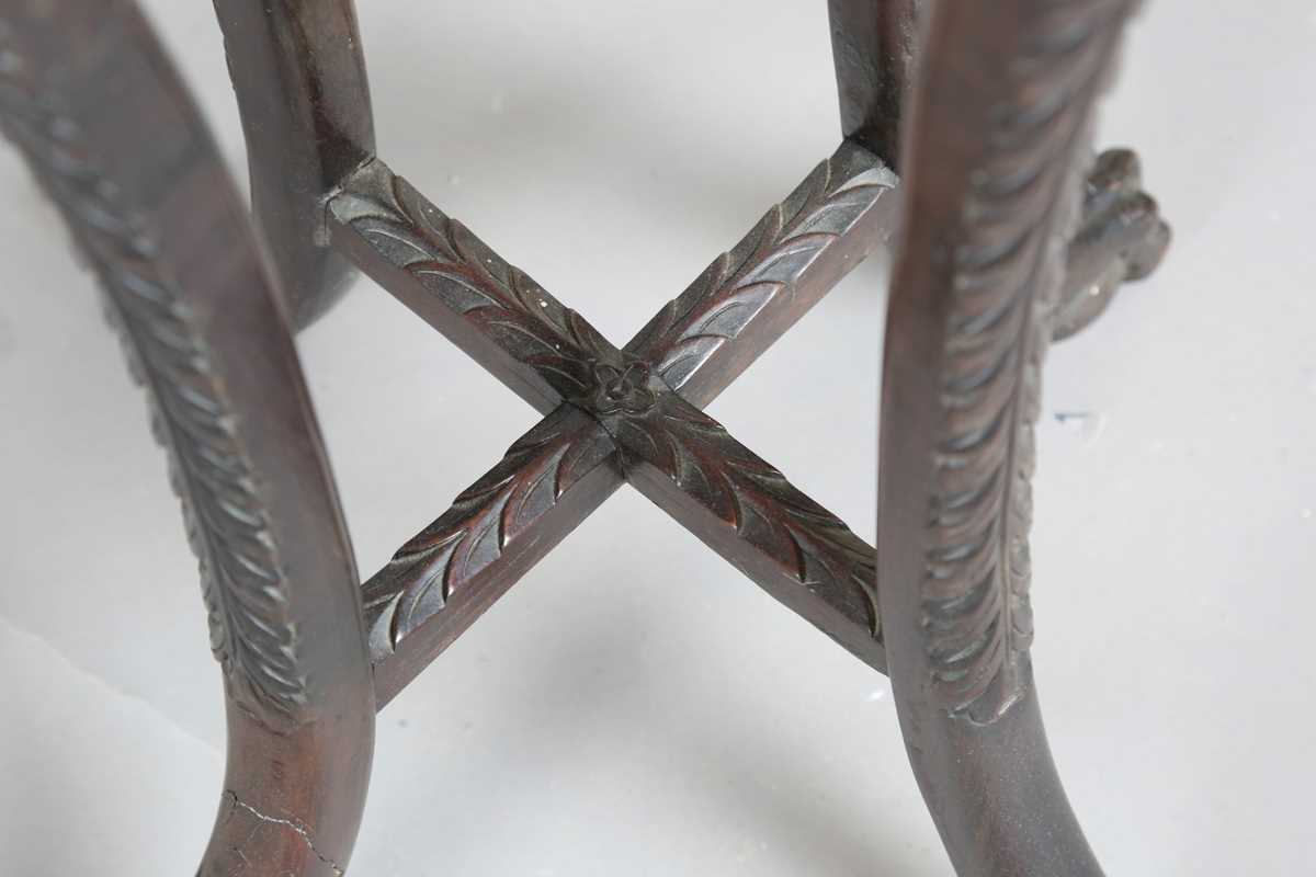 A Chinese hardwood jardinière stand, late 19th century, the circular top inset with a rouge marble - Image 15 of 17