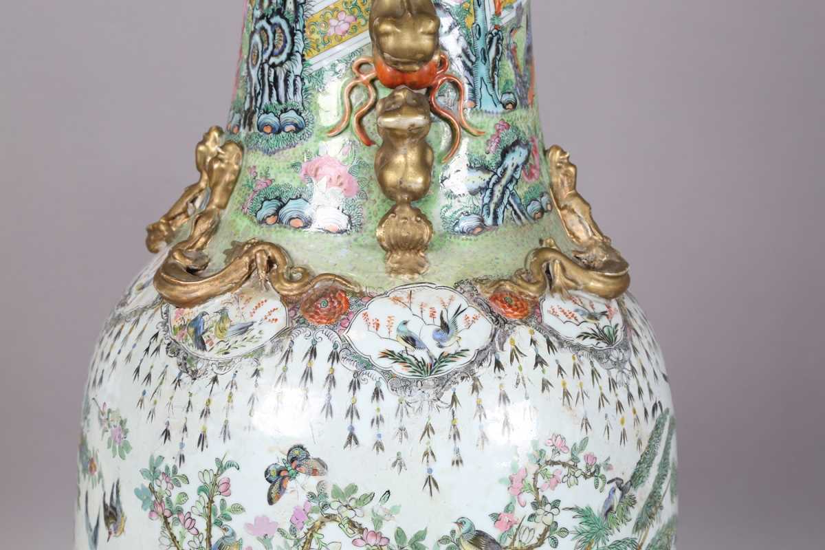 A large Chinese Canton famille rose porcelain vase, mid to late 19th century, the swollen - Image 31 of 47