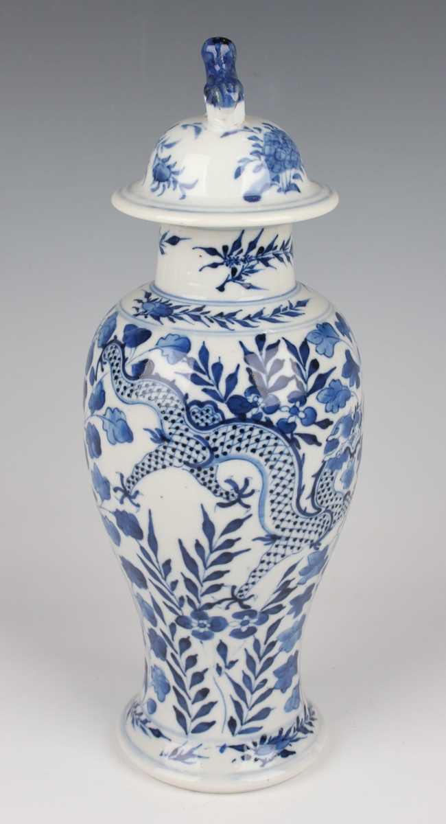 A group of six Chinese blue and white porcelain vases and covers, late 19th century, each of - Image 61 of 75