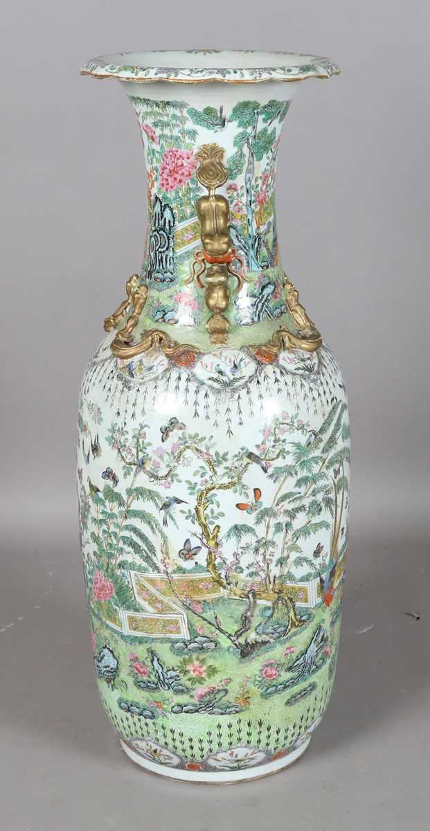 A large Chinese Canton famille rose porcelain vase, mid to late 19th century, the swollen - Image 28 of 47