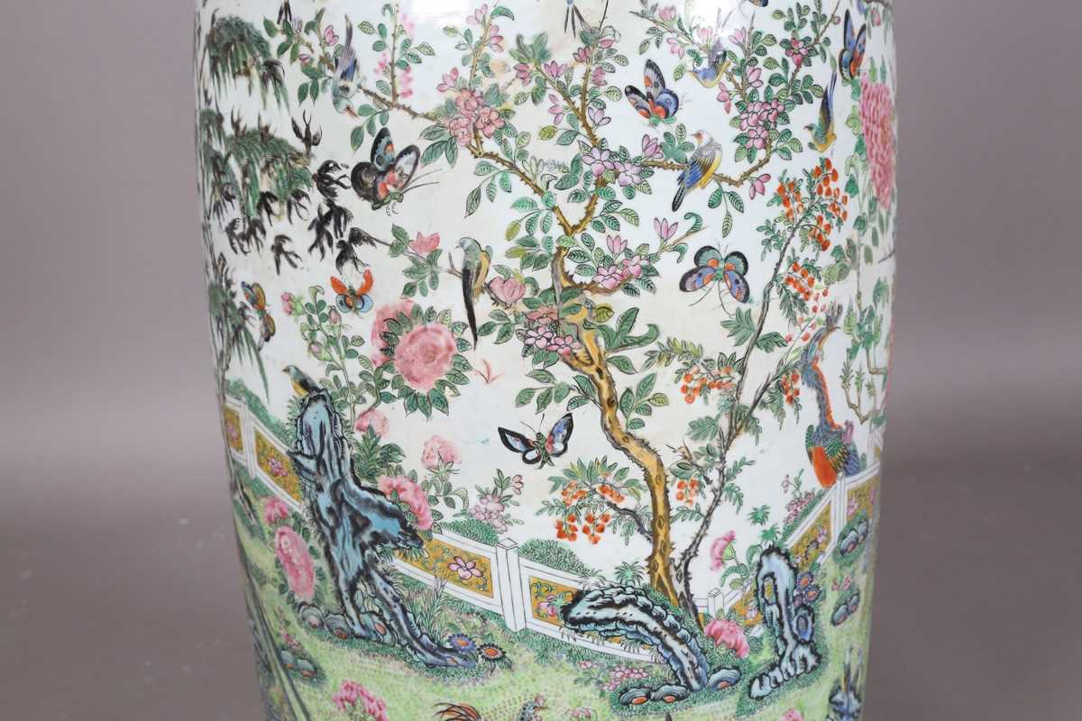 A large Chinese Canton famille rose porcelain vase, mid to late 19th century, the swollen - Image 19 of 47