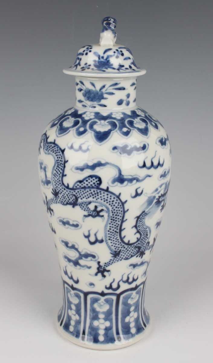 A group of six Chinese blue and white porcelain vases and covers, late 19th century, each of - Image 50 of 75