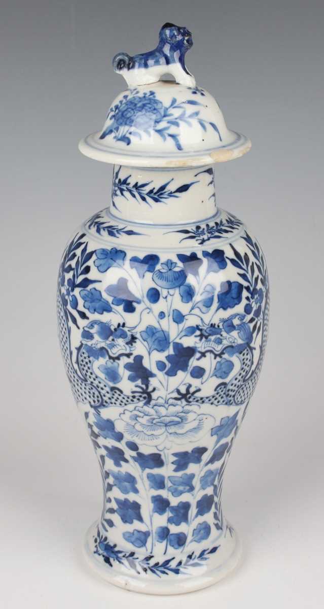 A group of six Chinese blue and white porcelain vases and covers, late 19th century, each of - Image 58 of 75