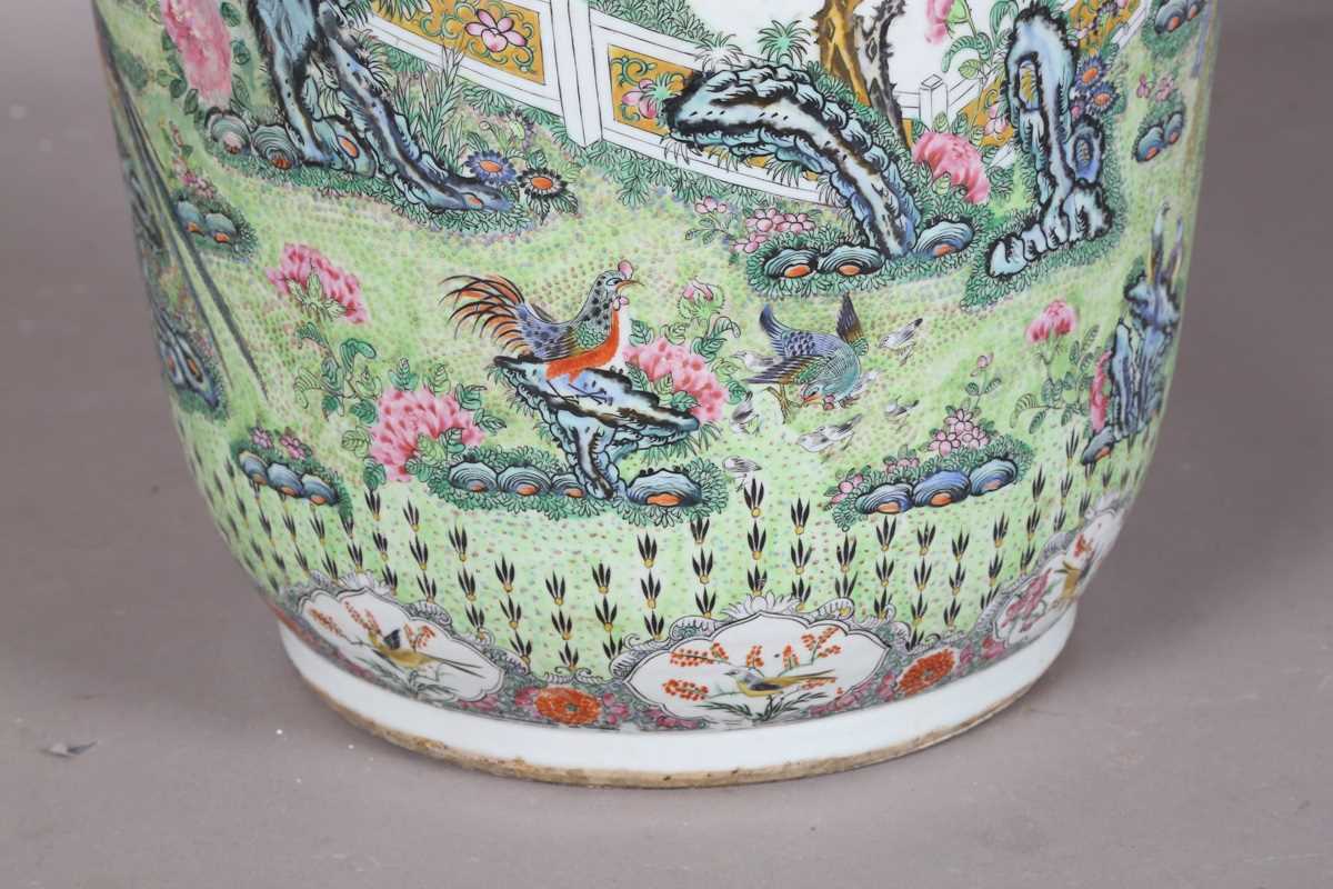 A large Chinese Canton famille rose porcelain vase, mid to late 19th century, the swollen - Image 20 of 47