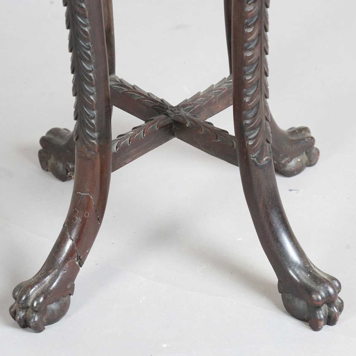 A Chinese hardwood jardinière stand, late 19th century, the circular top inset with a rouge marble - Image 14 of 17