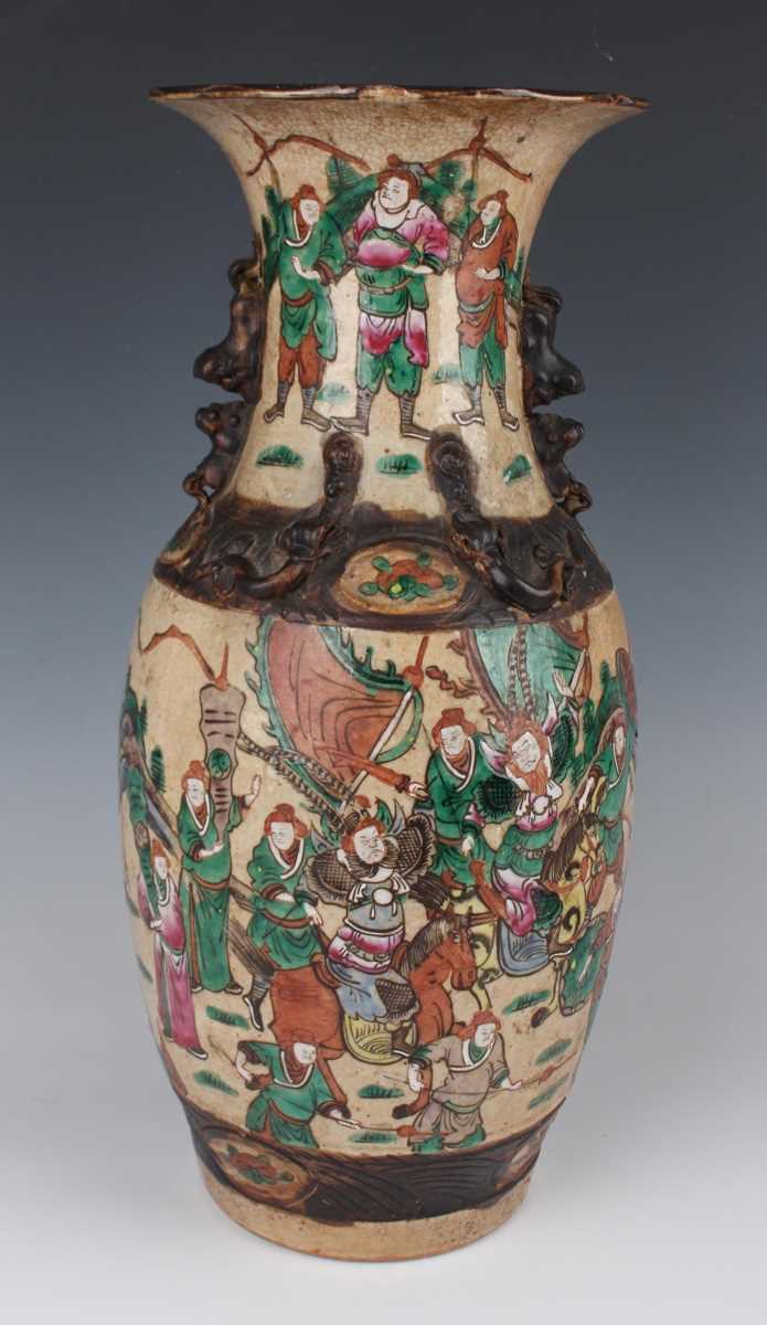 A Chinese crackle glazed porcelain vase, early 20th century, the ovoid body and flared neck - Image 4 of 19