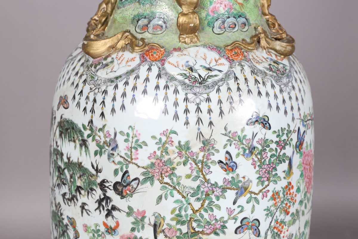 A large Chinese Canton famille rose porcelain vase, mid to late 19th century, the swollen - Image 18 of 47