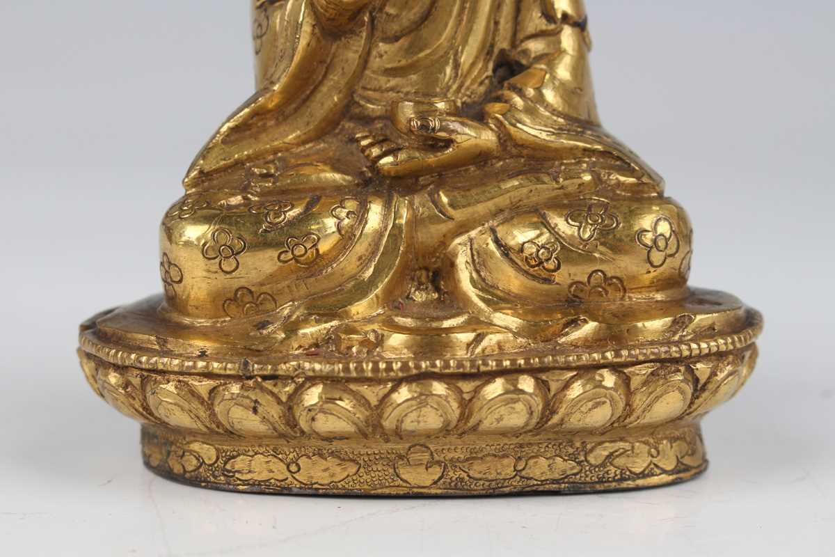 A Tibetan white metal mounted copper gau (portable shrine), late 19th century, the copper box of - Image 6 of 28