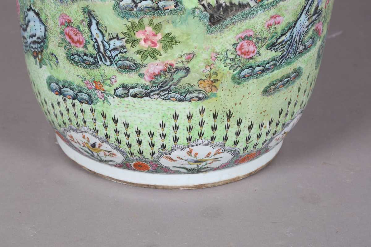 A large Chinese Canton famille rose porcelain vase, mid to late 19th century, the swollen - Image 34 of 47