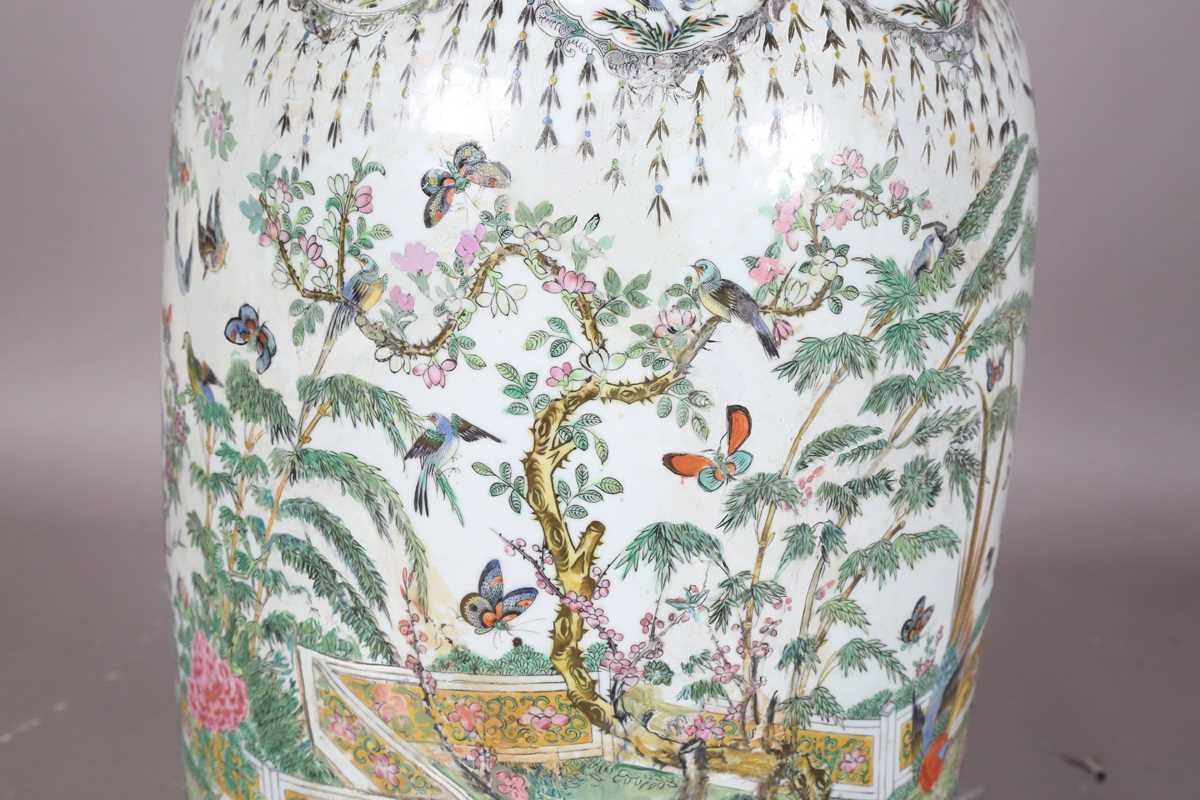 A large Chinese Canton famille rose porcelain vase, mid to late 19th century, the swollen - Image 32 of 47