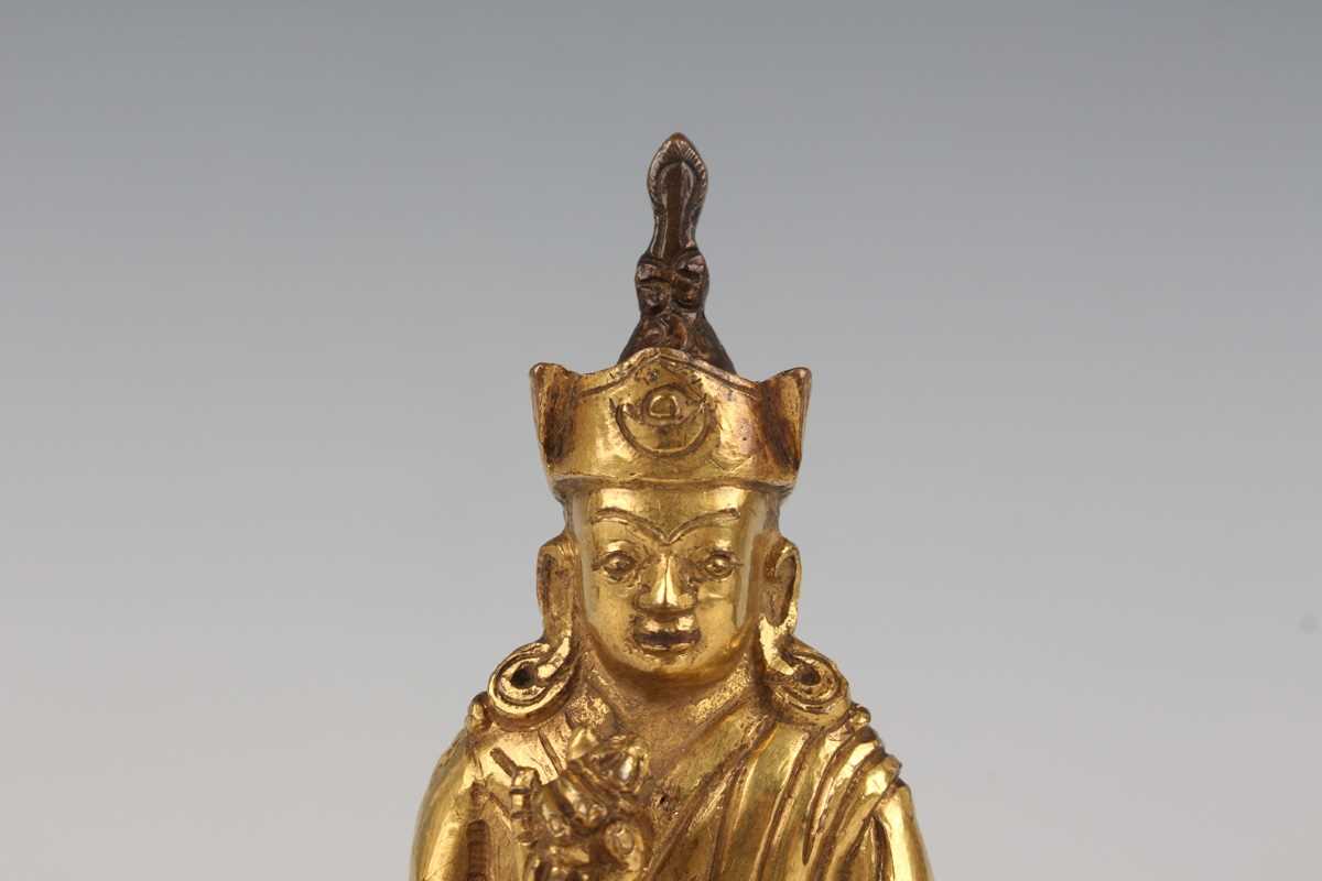 A Tibetan white metal mounted copper gau (portable shrine), late 19th century, the copper box of - Image 4 of 28