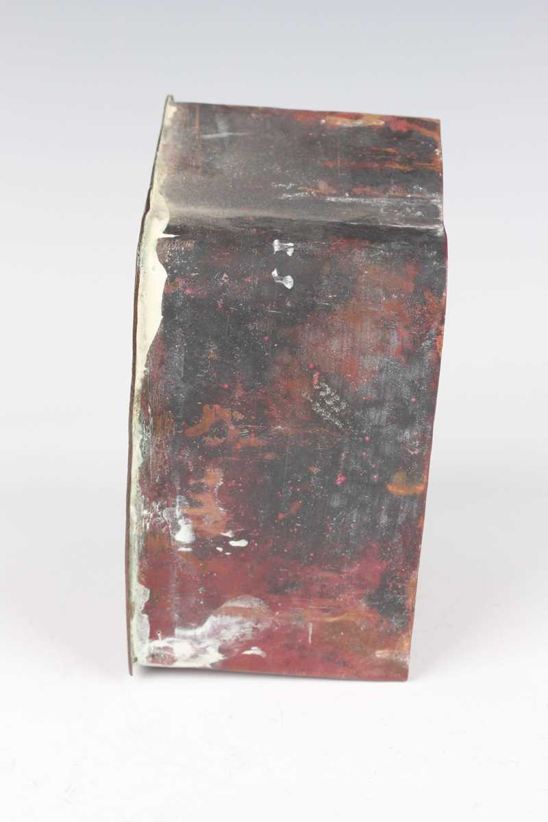 A Tibetan white metal mounted copper gau (portable shrine), late 19th century, the copper box of - Image 22 of 28