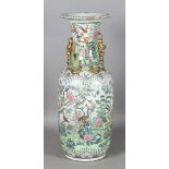 A large Chinese Canton famille rose porcelain vase, mid to late 19th century, the swollen