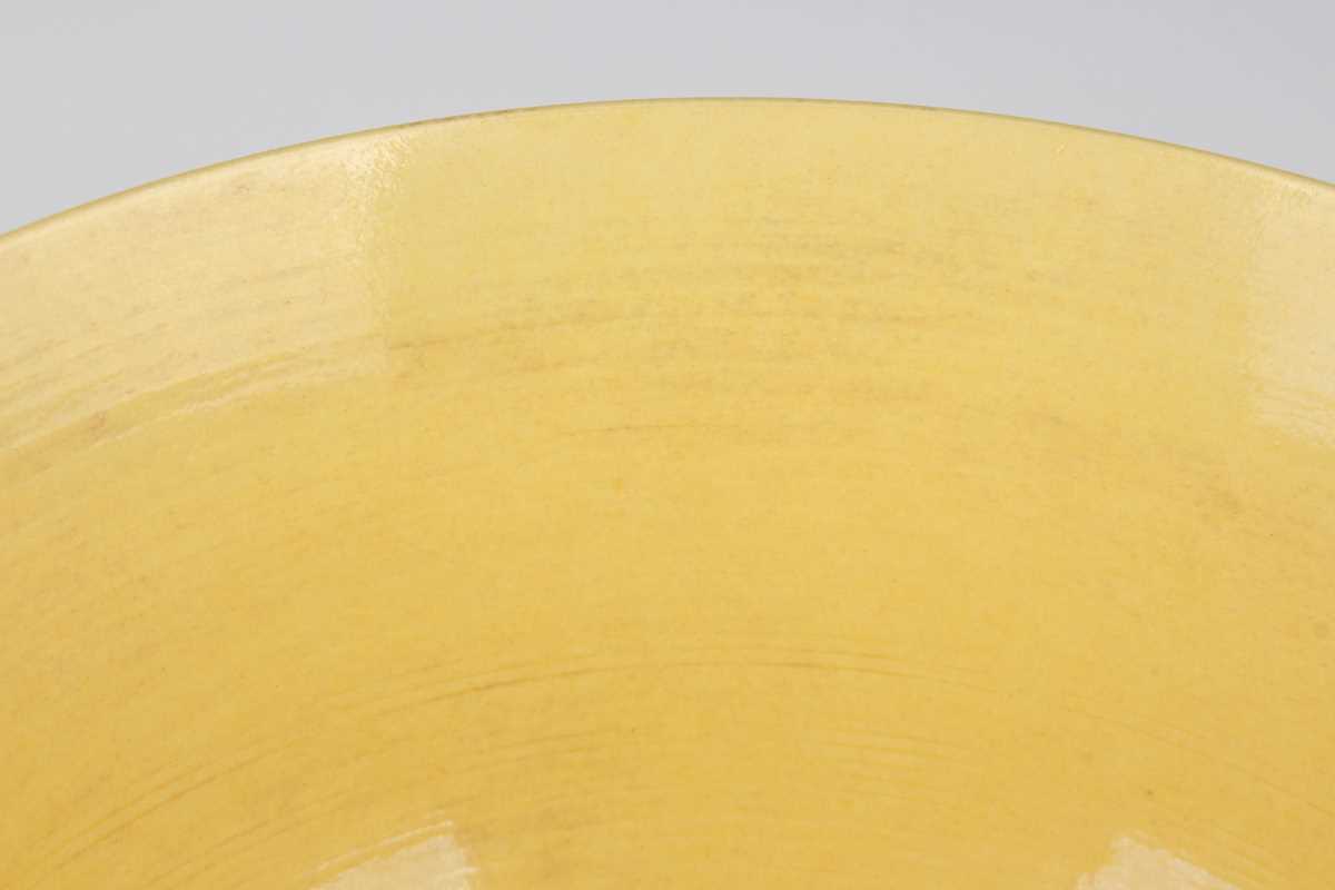A Chinese yellow glazed porcelain bowl, mark of Chenghua but probably later, of finely potted - Image 10 of 15