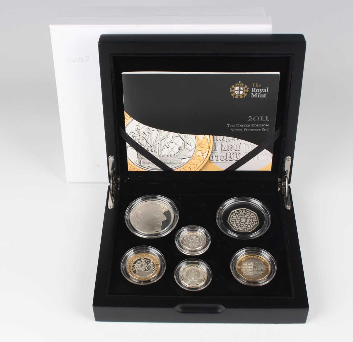 An Elizabeth II Royal Mint United Kingdom silver piedfort six-coin set 2011, boxed with