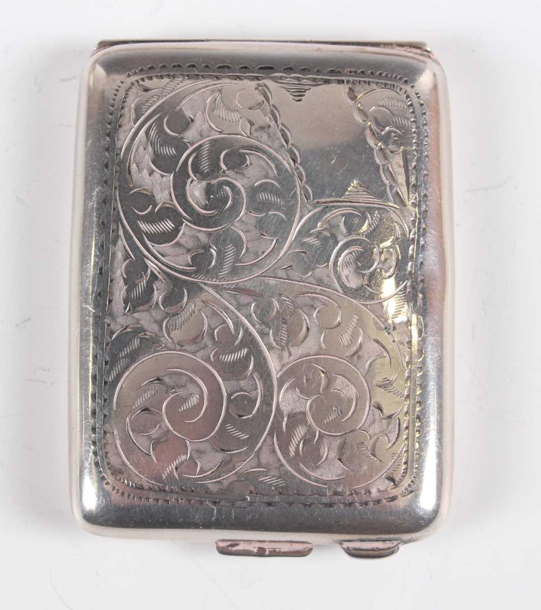 A Victorian silver snuff box of curved rectangular form, engraved with fern fronds, Birmingham - Image 6 of 14