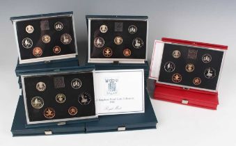 A group of eighteen Royal Mint year-type proof specimen coin sets, all cased, together with a