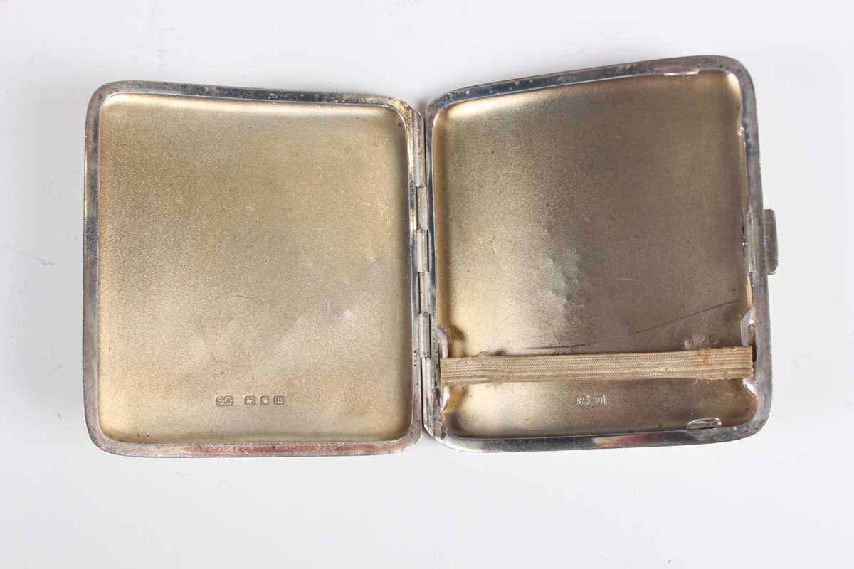 A George V silver cigarette case, engraved with a crest, London 1927 by Sebastian Henry Garrard of - Image 3 of 22