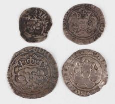 An Edward IV groat 1461-1485, London Mint, an Edward III half-groat 1327-1377, London Mint, and