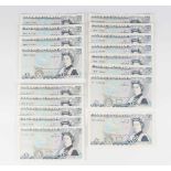 A group of seventeen Elizabeth II Bank of England five pounds notes, Chief Cashiers David Somerset