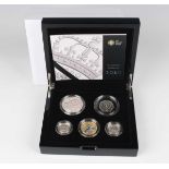 An Elizabeth II Royal Mint United Kingdom silver piedfort five-coin set, boxed with certificate