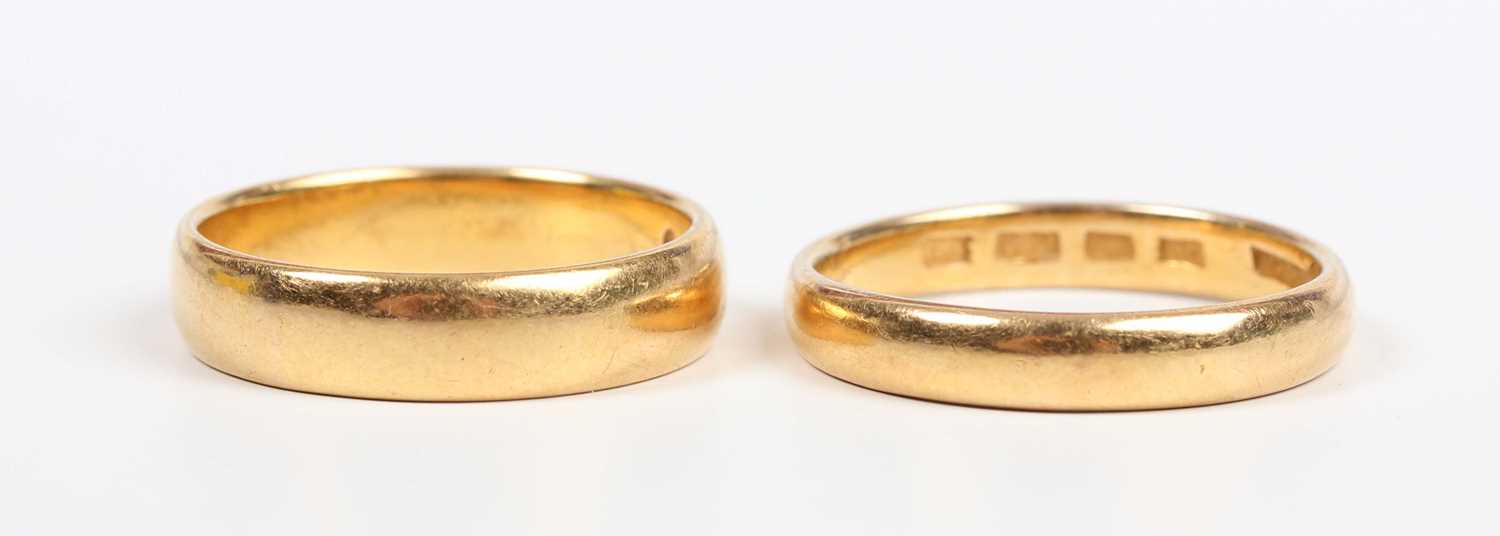 A Victorian 22ct gold wedding ring, London 1882, ring size approx M1/2, and another 22ct gold - Image 2 of 3