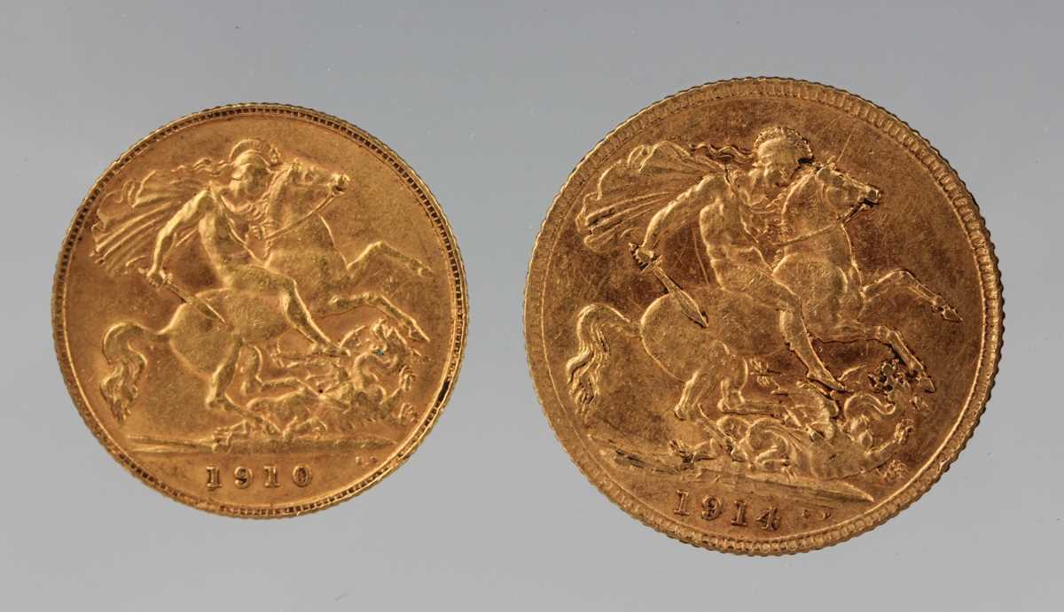 A George V sovereign 1914 and an Edward VII half-sovereign 1910. - Image 2 of 2