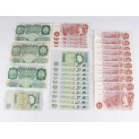 A small collection of British and German banknotes, including a consecutive run of ten Bank of