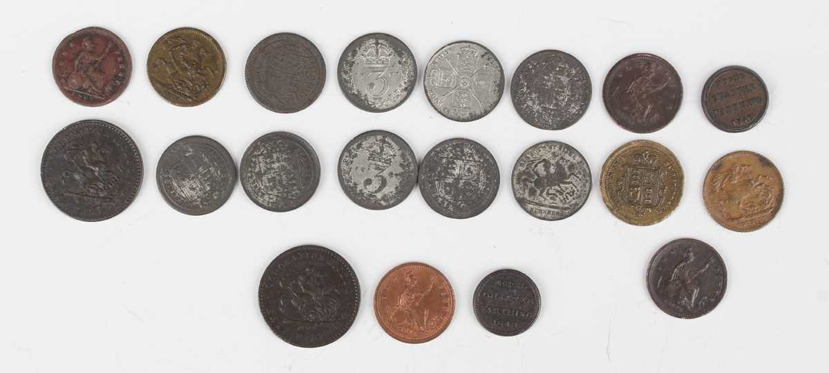 A collection of various Victorian and Edwardian toy money, including a model quarter-farthing, a - Image 2 of 3