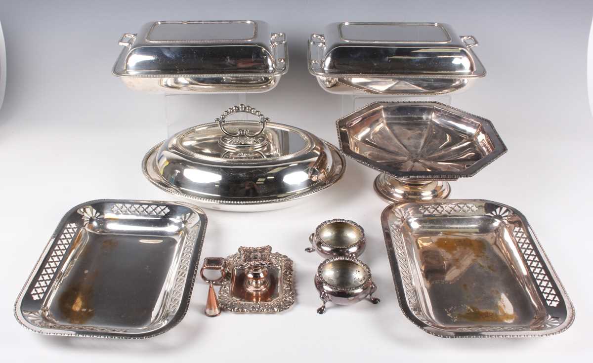 A group of plated items, including a pair of entrées dishes and covers, syphon stand, a pair of - Image 2 of 3
