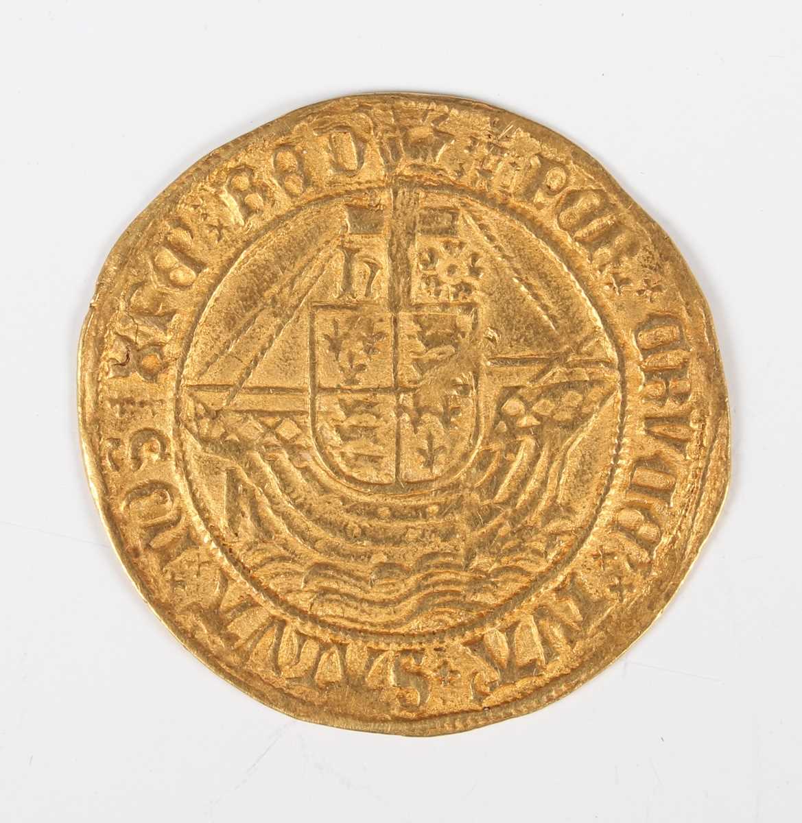 A Henry VIII first coinage gold angel 1509-1526, mintmark castle (well-centred with a nice full - Image 2 of 4